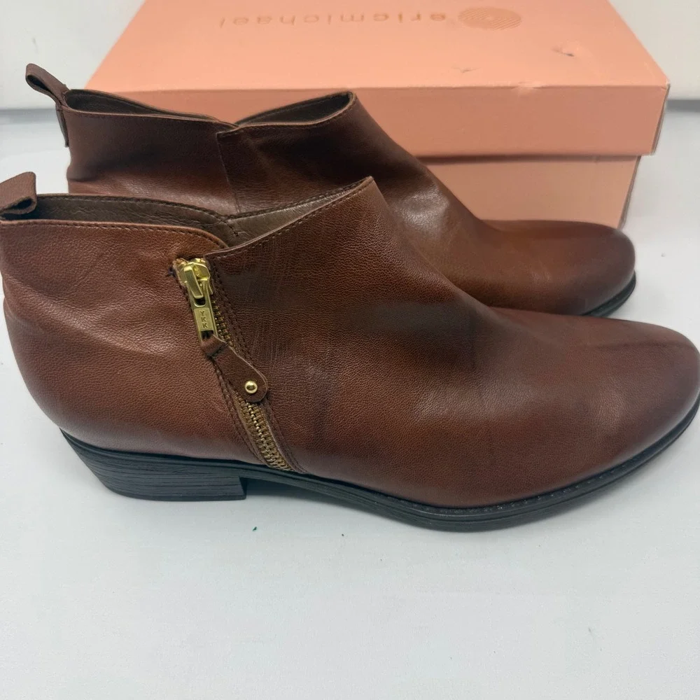 Eric Michael London Brown Leather Ankle Boots Made in Spain Size 41